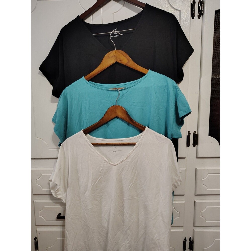 J Jill Womans Blouse Top Multicolor Solid Medium Lux Pima Cotton Lot Of 3
